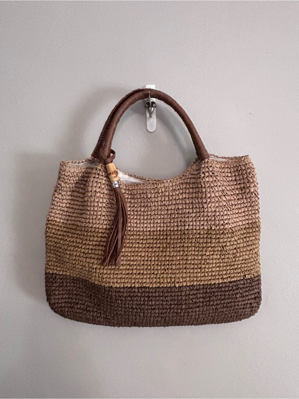 Tommy Bahama Woven Colorblock Tote Bag - Brown/Tan/Cream